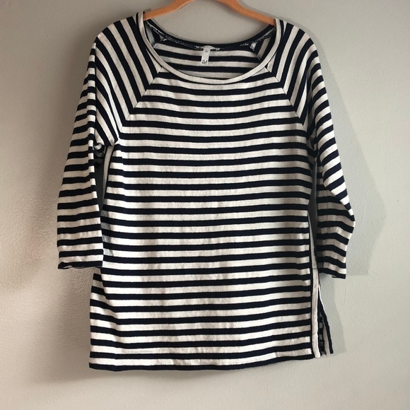 Leith Navy & White Nautical Striped Knit Top, XS - Picture 1 of 8